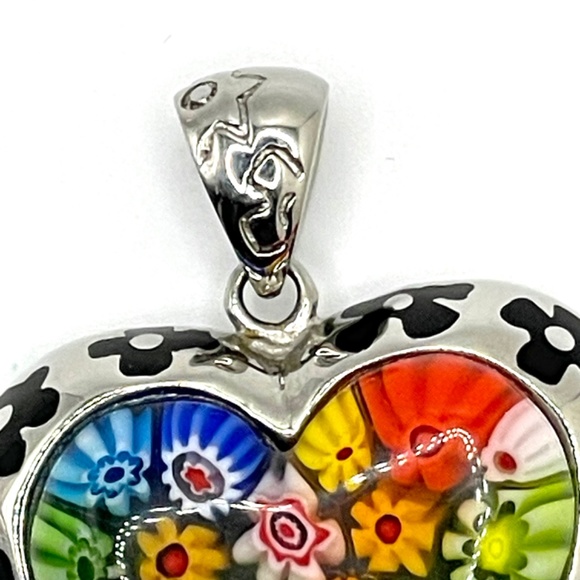 Stainless Steel Millefiori Dimensional Heart Pendant - Picture 8 of 10